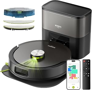 MONSGA Robot Vacuum and Mop Combo, 90 Days Self-Emptying with 8000Pa Suction, LiDAR Smart 