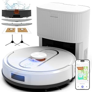 Bagotte Robot Vacuum and Mop Combo, 6000Pa Robotic Vacuum with Mapping, Self-Emptying Stat