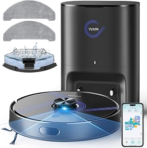 Vyzzle Robot Vacuum and Mop, 8000Pa Self Emptying Robot Vacuum with LiDAR Navigation &